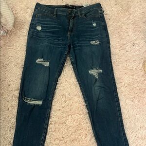 Hollister Dark Blue Distressed Skinny Jeans